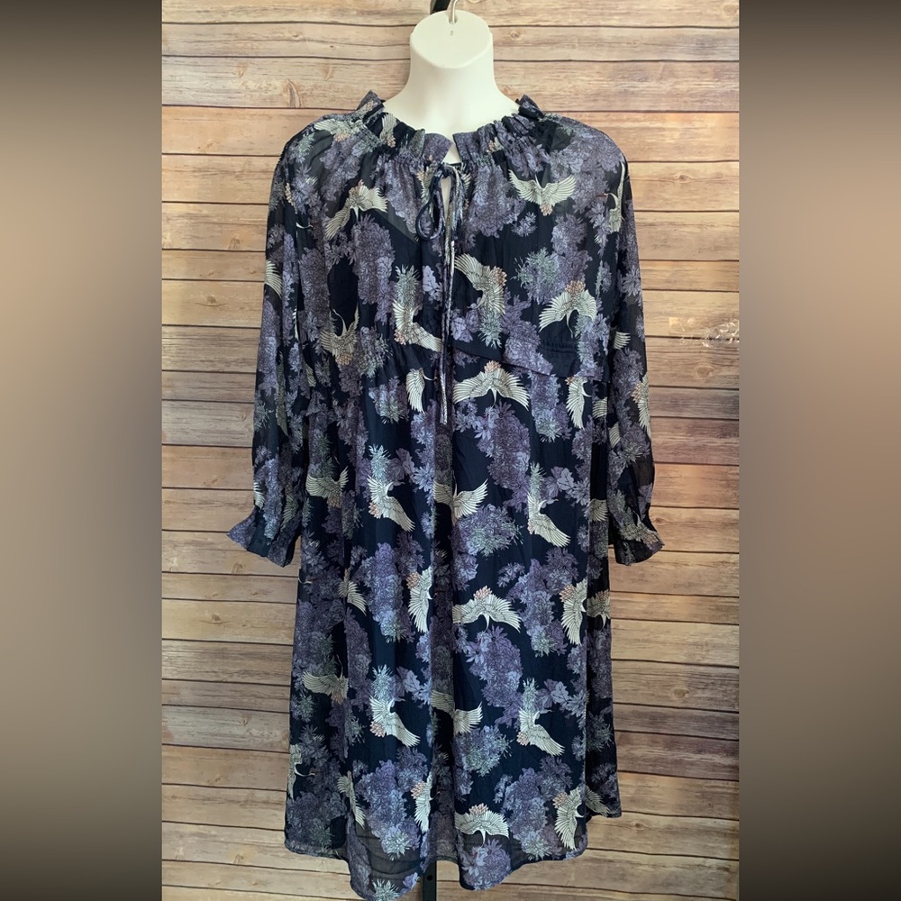 Ellos Blue and Purple Floral Dress - Size 18